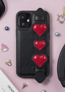 Kingxbar Sweet Series Gel-Hülle verziert mit originalen Swarovski-Kristallen mit Ständer iPhone 12 Pro / iPhone 12 schwarz