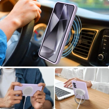 Etui do Samsung Galaxy S25 Edge Tech-Protect Liquid Silicone MagSafe Fiolet