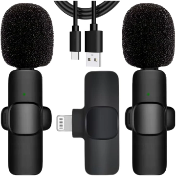 2x Alogy Lightning Wireless Lavalier-Mikrofon für Apple iPhone iPad Kleine Mikrofone Set bestehend aus zwei Mikrofonen
