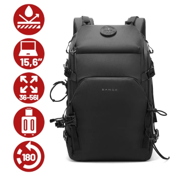 Bange wasserdichter Rucksack für 15,6-Zoll-Laptop, Stadtreisender, 45 x 30 x 16 cm, für Arbeit, Flugzeug, Herren, Damen, mit USB-Anschluss Schwarz