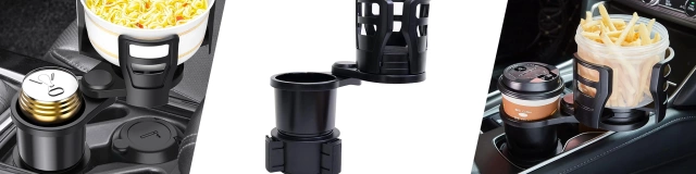 Uchwyt Samochodowy na Kubek i Butelkę, z Miejscem na Telefon Tablet, Regulowany 360° i Stabilny, montaż w miejsce na kubek w aucie CupHolder™ – Czarny