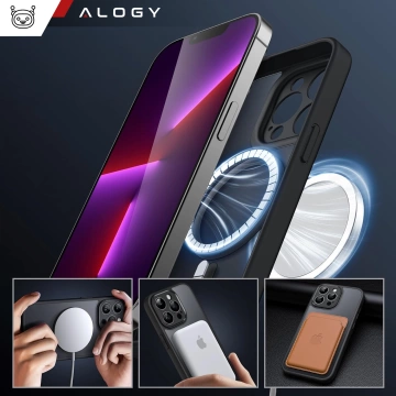 Hülle für Apple iPhone 13 Pro Max Alogy MagSafe Hybrid Matte Case Matte Cover mit Linsenschutz Schwarz