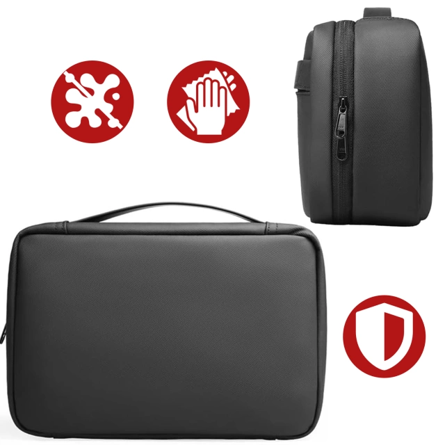 Torba Podróżna Kosmetyczka Mark Ryden Męska i Damska, Pojemna 3.9 l, 4 Przegrody z Haczykiem, Zamek Błyskawiczny YKK, Materiał PU + Oxford – Czarna