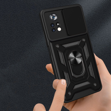 Alogy Camshield Standring Gepanzerte Kameraabdeckung für Poco M4 Pro 4G / LTE Schwarz