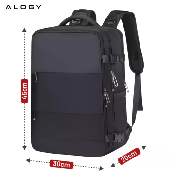 Plecak na laptopa męski damski podróżny na walizkę bagaż do samolotu pracy szkoły 45x30x20cm Alogy Unisex Czarny