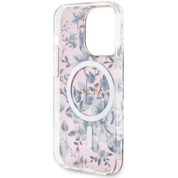Guess GUHMP14LHCFWSP Handyhülle für Apple iPhone 14 Pro 6.1" pink/pink Hardcase Flower MagSafe