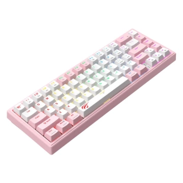 Havit KB874L RGB Mechanische Gaming-Tastatur, 67 Tasten, Pink/Weiß