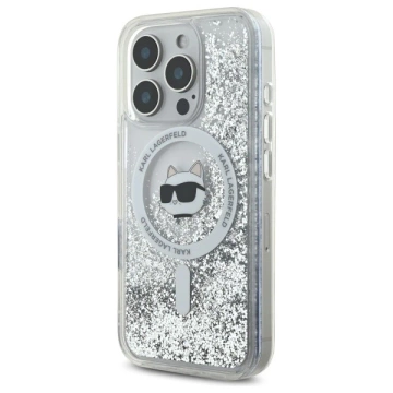 Etui Karl Lagerfeld für iPhone 16 Pro Max 6,9" Magsafe Hardcase Transparent Liquid Glitter Choupette Head