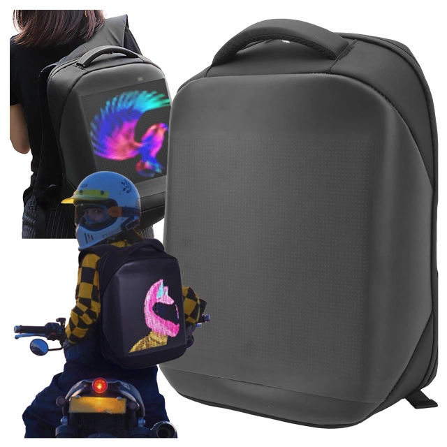 Plecak z oświetleniem LED RGB Alogy PixelBag™ Piksele bluetooth led telefon komórkowy sterowana aplikacją pixel Czarny