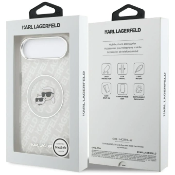 Etui Ochronne do iPhone 17 Air Karl Lagerfeld IML Glitter K&C Heads MagSafe Szary