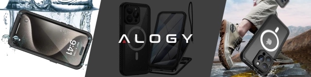 Etui do Apple iPhone 15 Pro Pancerne 360 case do Mag Safe wodoodporne Armor IP68 Alogy czarne