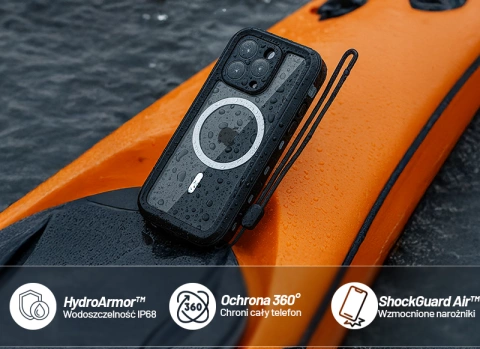 Hülle für iPhone 15 wasserdicht Mag Safe Case gepanzertes wasserdichtes Gehäuse schwarz und grau