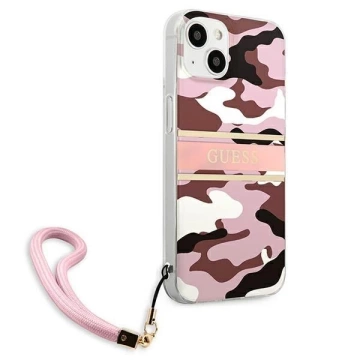 Guess GUHCP13SKCABPI iPhone 13 mini 5,4" różowy/pink Hardcase Camo Strap Collection