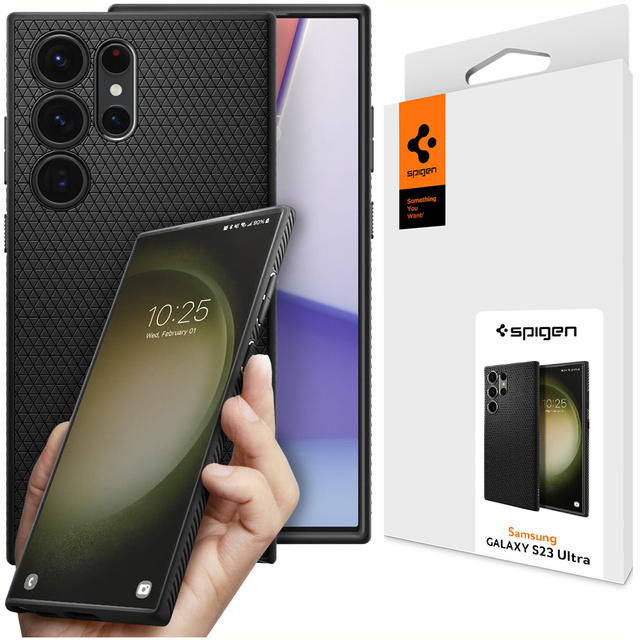 Etui na telefon Spigen Liquid Air obudowa ochronna do Samsung Galaxy S23 Ultra Matte Black