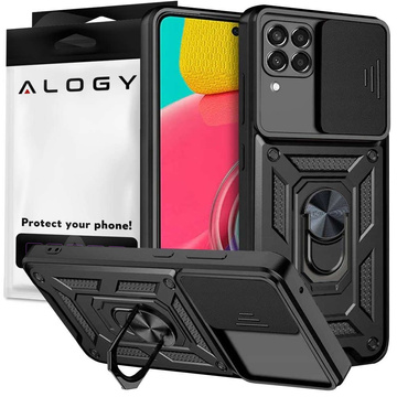 Alogy Camshield Standring gepanzerte Kameraabdeckung für Samsung Galaxy M53 5G, schwarzes Glas