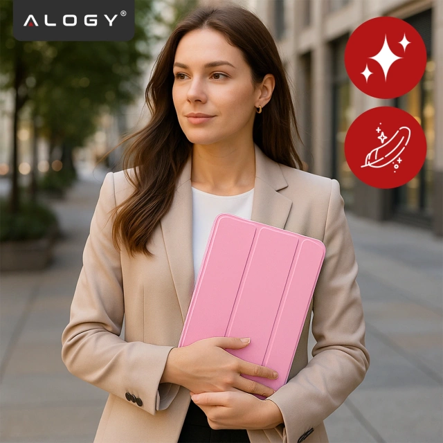 Etui do Apple iPad 11gen. 11" 2025 / 10gen. 10.9" 2022 Ochronne Hybrydowe z Miejscem na Rysik, Składana Okładka, Funkcja Podstawki, Alogy HybridBook™ Case – Różowe