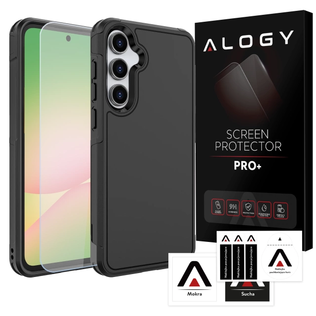 Etui do Samsung Galaxy A56 / A36 5G 2025 Pancerna Obudowa Ochronna na Telefon Wzmocniona Alogy HeavyDuty™️ Case Czarne + Szkło hartowane