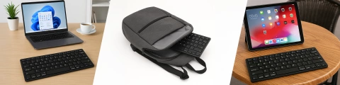 Drahtlose Bluetooth BT 3.0-Tastatur, universell für iPad iMac iOS Android Windows Slim Schwarz