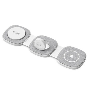 QI15W-A24 3IN1 magnetisches MagSafe kabelloses Ladegerät für iPhone, Airpods, Apple Watch Grau