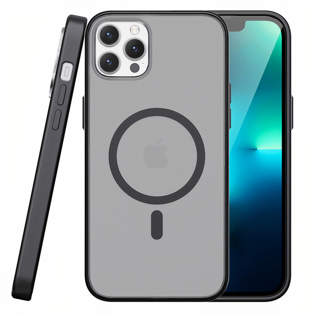 Etui matowe Alogy MagCase do MagSafe obudowa z pierścieniem magnetycznym do Apple iPhone 12/ 12 Pro Czarne + Szkło