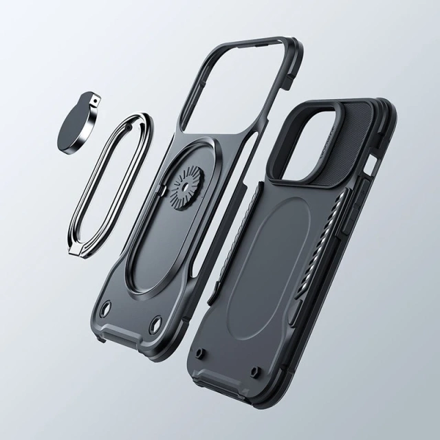 Etui Joyroom Dual Hinge do iPhone 14 Pro Max pancerny pokrowiec z podstawką uchwytem ring holder czarne