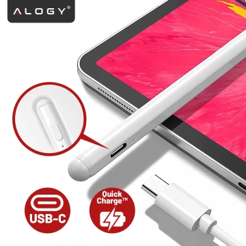 Rysik Dotykowy Stylus Pen do Telefonu i Tabletu, Precyzyjny Pencil do Apple iPad, Alogy SmartStylus™ – Biały