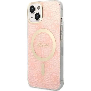 Zestaw Guess GUBPP14MH4EACSP Case Charger iPhone 14 Plus 6,7" różowy/pink Hard Case 4G Print MagSafe
