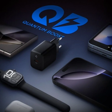 Spigen Essential EE201EU 20W USB-C GaN Quantum Boost Schwarzes Wandladegerät