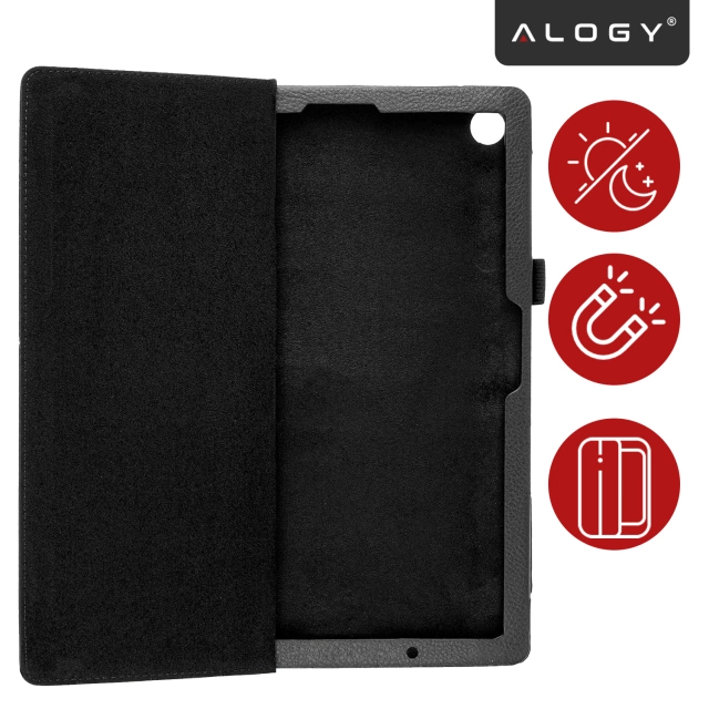 Etui do Samsung Galaxy Tab A9+ 11" (2023) X210/X215/X216, Składany Pokrowiec z Klapką i Funkcją Podstawki, Ochronna Obudowa, Alogy BookCase™ – Czarne