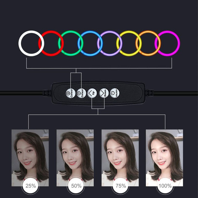 Puluz Statyw 1.1 m z oświetleniem RGBW LED 26cm vlog / stream / smartfon PKT3044