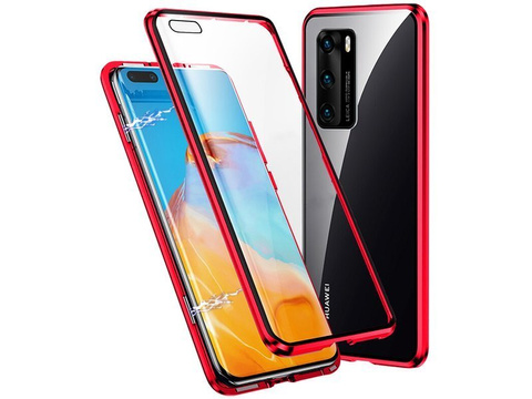 Dr.Fit doppelseitige magnetische Glashülle für Huawei P40 Red
