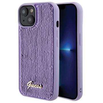 Etui Guess GUHCP15SPSFDGSU für iPhone 15 6,1" fioletowy/lila Hardcase Pailletten Script Metal