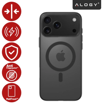 Hülle für Apple iPhone 16 Pro Max Alogy MagSafe Hybrid Matte Case Matte Cover mit Linsenschutz Schwarz