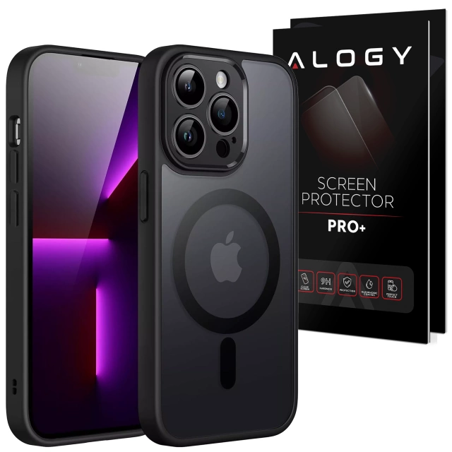 Hülle für Apple iPhone 12 Pro Alogy MagSafe Hybrid Matte Case Matte Abdeckung mit Linsenschutz Schwarzglas