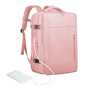 Bange Wasserdichter Rucksack für Laptops bis 15,6 Zoll, 46 x 31,5 x 20 cm, ideal für Stadt, Reisen, Arbeit und Flugreisen, mit USB-Anschluss, Pink