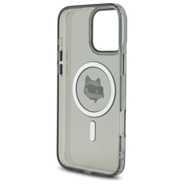Karl Lagerfeld Hülle für iPhone 16 Pro Max 6,9" Schwarz MagSafe Hardcase IML Metall Choupette Head