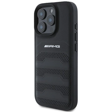 Etui do iPhone 16 Pro Max AMG Leather Debossed Lines czarne
