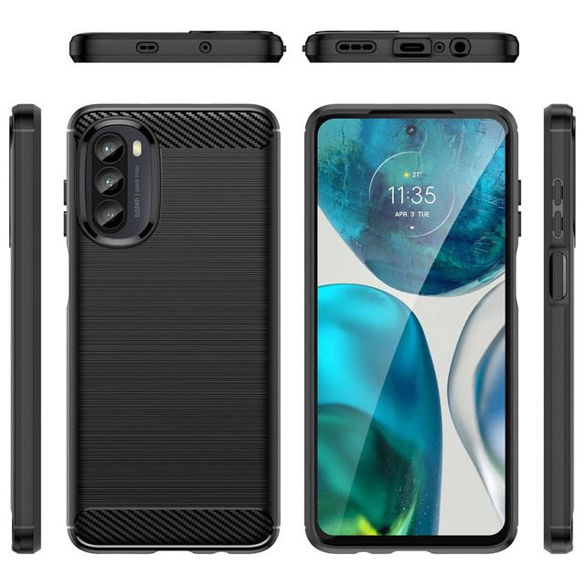Etui do Motorola Moto G52 / G82 5G pancerne plecki obudowa na telefon case Carbon Silicone czarne