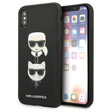 Etui Karl Lagerfeld KLHCI65SAKICKCBK do iPhone XS Max hardcase Saffiano Karl&Choupette Head