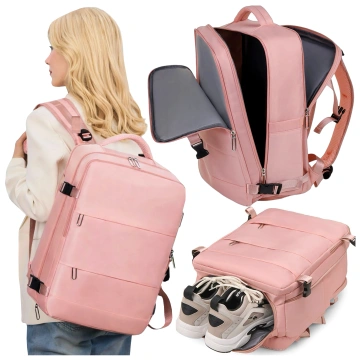Damen-Reise-Laptop-Rucksack für Koffer, Gepäck, Flugzeug, Arbeit, Schule, 45 x 30 x 20 cm, Alogy Pink