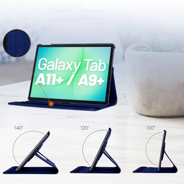 Etui do Samsung Galaxy Tab A11+ / A9+ Plus 2023 11" (X210/X215/X216) obrotowe pokrowiec obudowa z klapką na tablet Case Alogy Granatowe