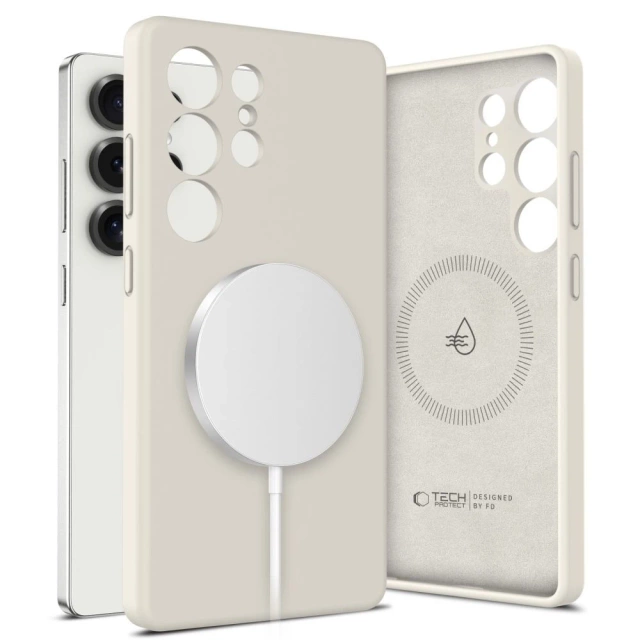 Etui do Samsung Galaxy S25 Ultra Tech-Protect Liquid Silicone MagSafe Cosmic Latte