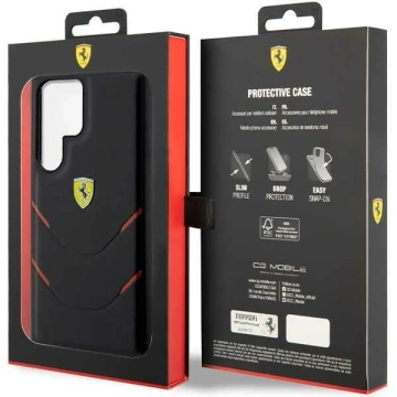 Etui Ferrari FEHCS23LPBAK für Samsung Galaxy S23 Ultra S918 czarny/black Hardcase Hot Stamp Lines