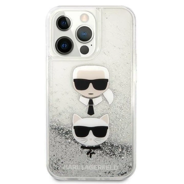 Etui ochronne na telefon Karl Lagerfeld KLHCP13LKICGLS do Apple iPhone 13 Pro / 13 6,1" srebrny/silver hardcase Liquid Glitter Karl&Choupette Head
