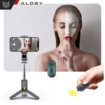 Selfie Stick Stativstange Bluetooth Alogy Stativ Handyhalter Schwarz