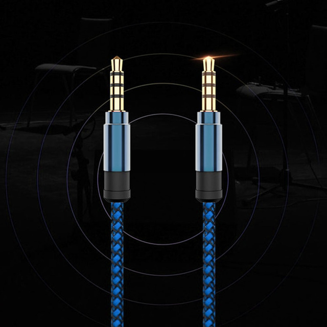 Kabel Audio 2x Mini Jack - Jack 3.5mm długi przewód AUX Oplot mocny 1.5m Niebieski
