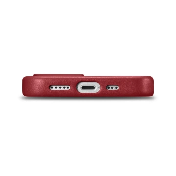 iCarer Case Leder Echtleder Handyhülle für iPhone 14 Plus Rot (MagSafe kompatibel)