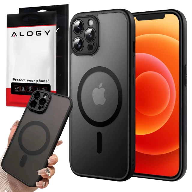 Etui do Apple iPhone 12 Pro obudowa Alogy MagSafe Hybrid Matte Case pokrowiec matowy z ochroną obiektywu czarny + Szkło