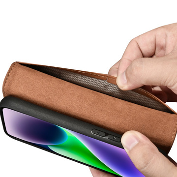 iCarer Wallet Case 2in1 Cover iPhone 14 Plus Anti-RFID Leder Flip Case Braun (WMI14220727-BN)