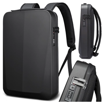 Bange Diebstahlsicherer, wasserdichter Rucksack für 15,6"-Laptops, ideal für Stadtreisen, 46 x 31 x 8 cm, für Arbeit und Flugreisen, für Damen und Herren, mit USB-Anschluss und Zahlenschloss, Schwarz